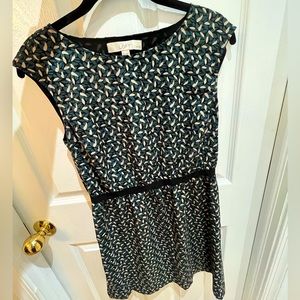 LOFT Teal and Black Petite Dress